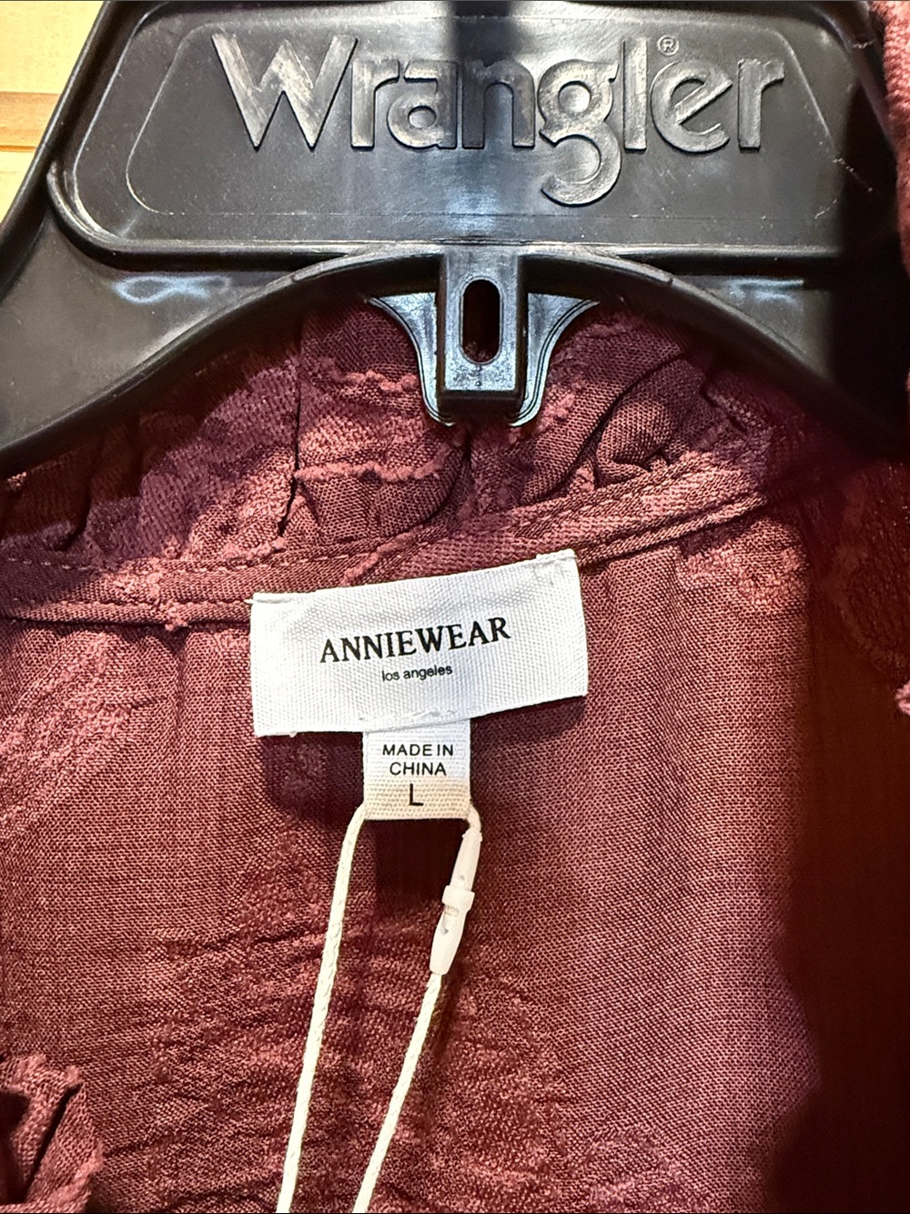 Anniewear Burgundy Textured Ruffle Collar Button-Down Top - Picture 2 of 6